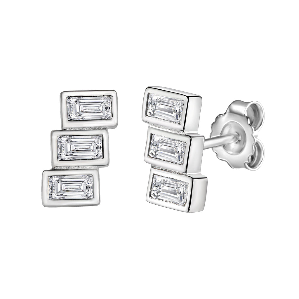 Ohrstecker 925-Sterling Silber rhodiniert Zirkonia