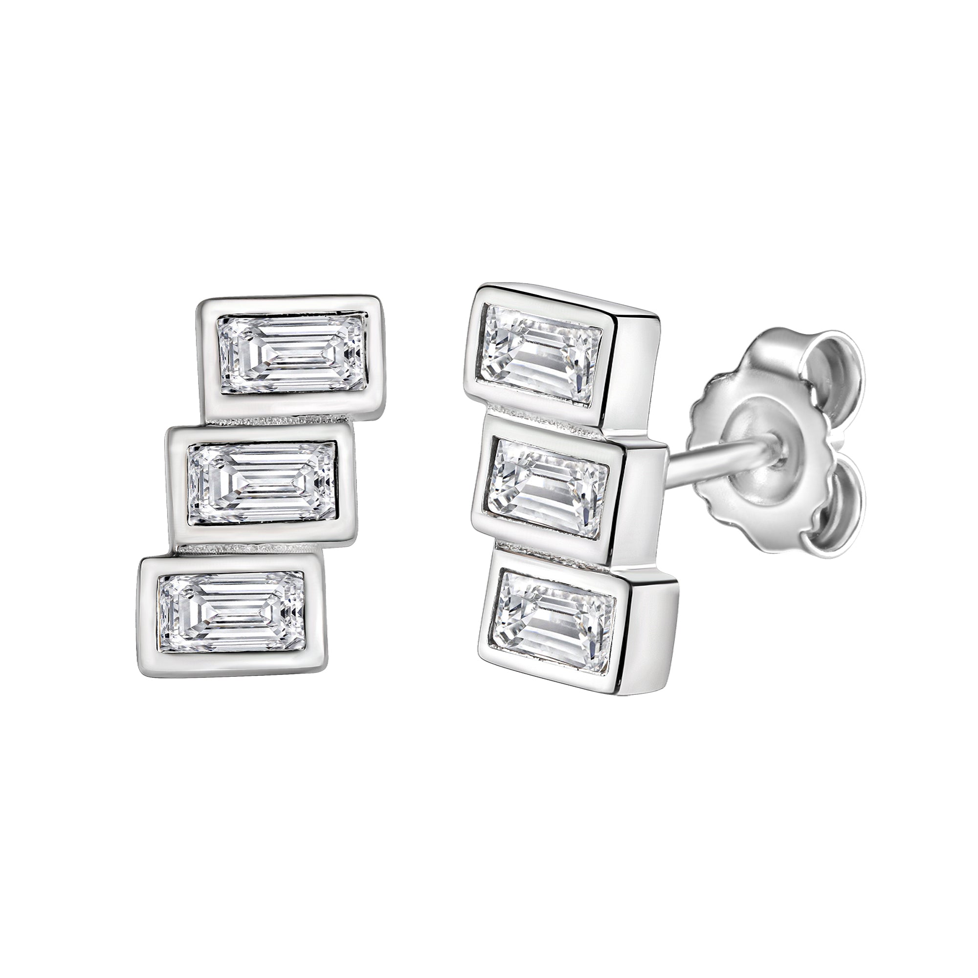 Ohrstecker 925-Sterling Silber rhodiniert Zirkonia