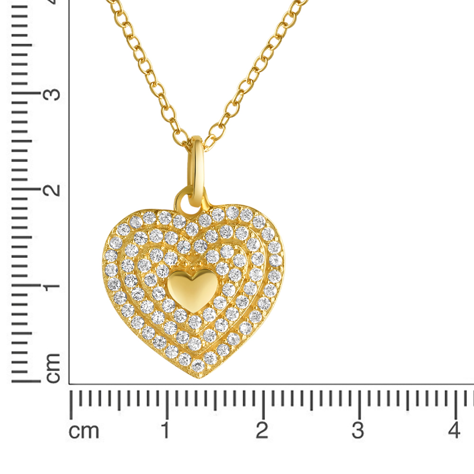 Anhänger mit Kette 925-Sterling Silber vergoldet Zirkonia