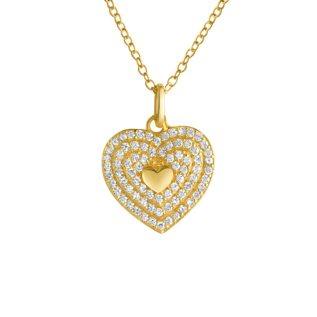 Anhänger mit Kette 925-Sterling Silber vergoldet Zirkonia