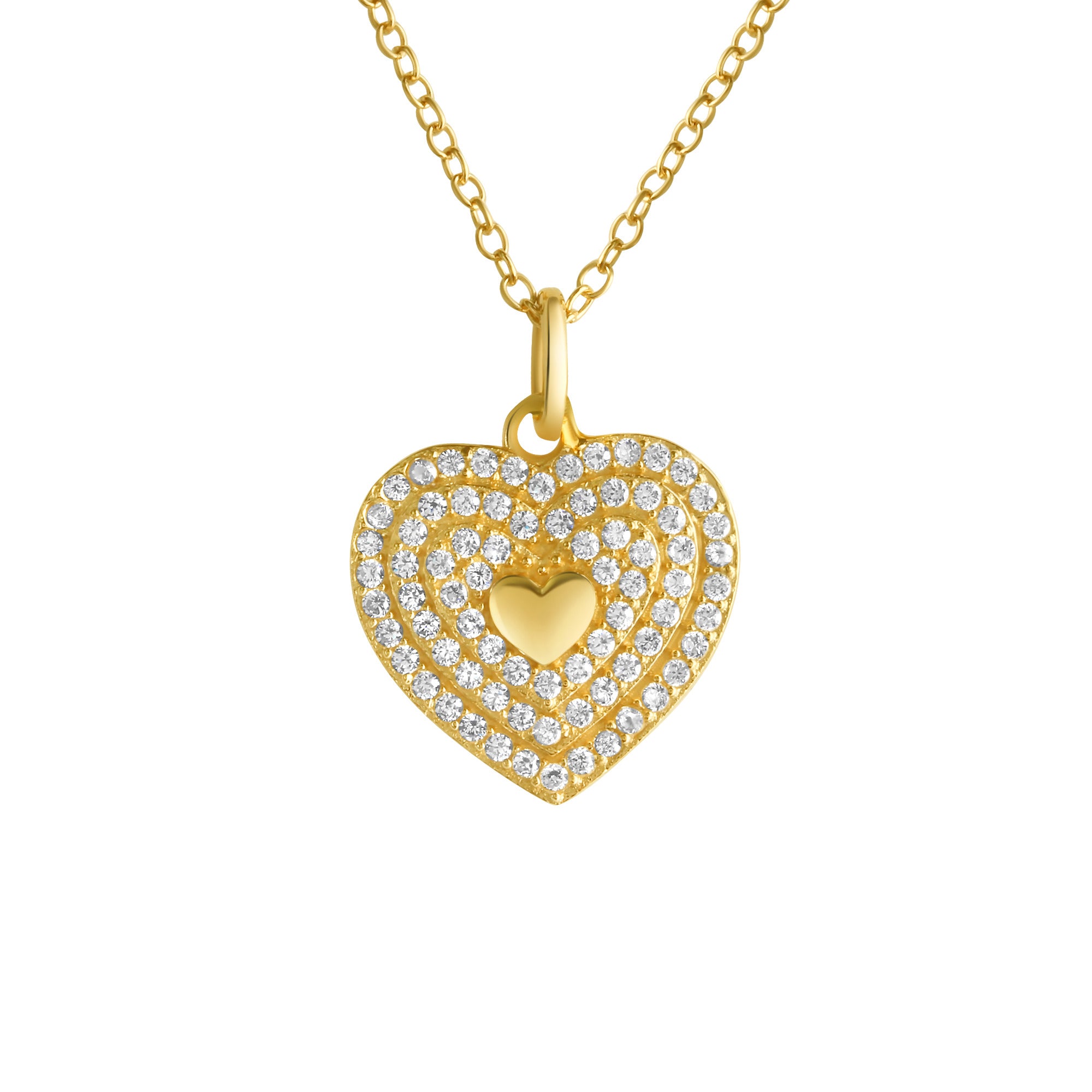 Anhänger mit Kette 925-Sterling Silber vergoldet Zirkonia