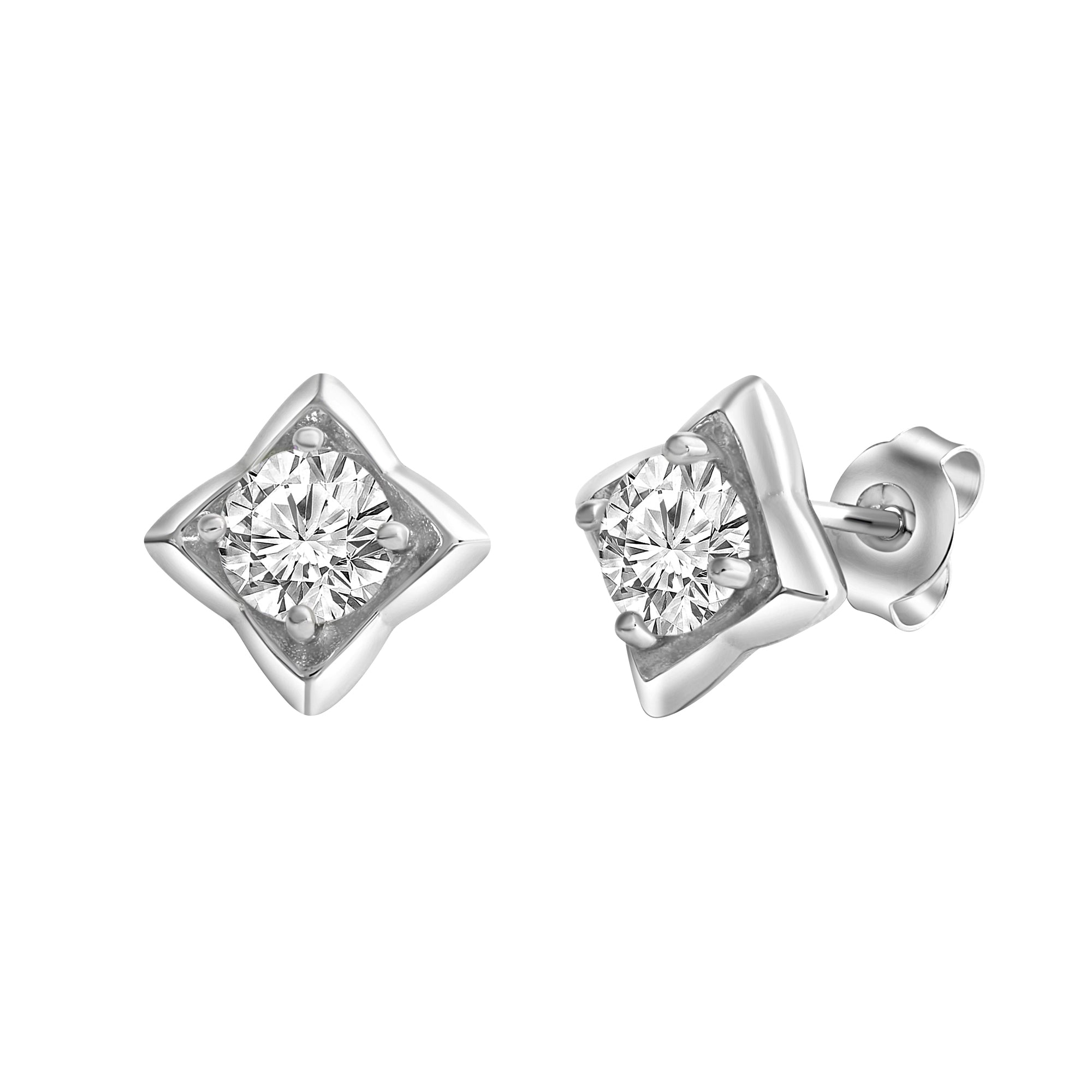 Ohrstecker 925-Sterling Silber rhodiniert Zirkonia