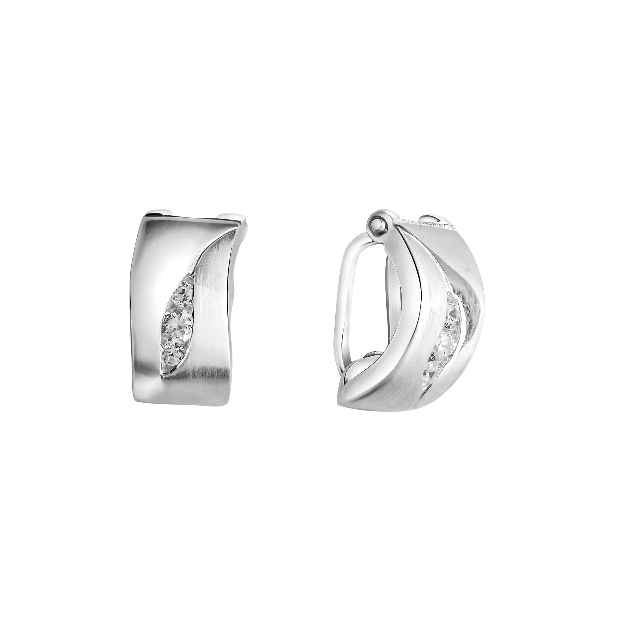 Ohrclip 925-Sterling Silber rhodiniert Zirkonia