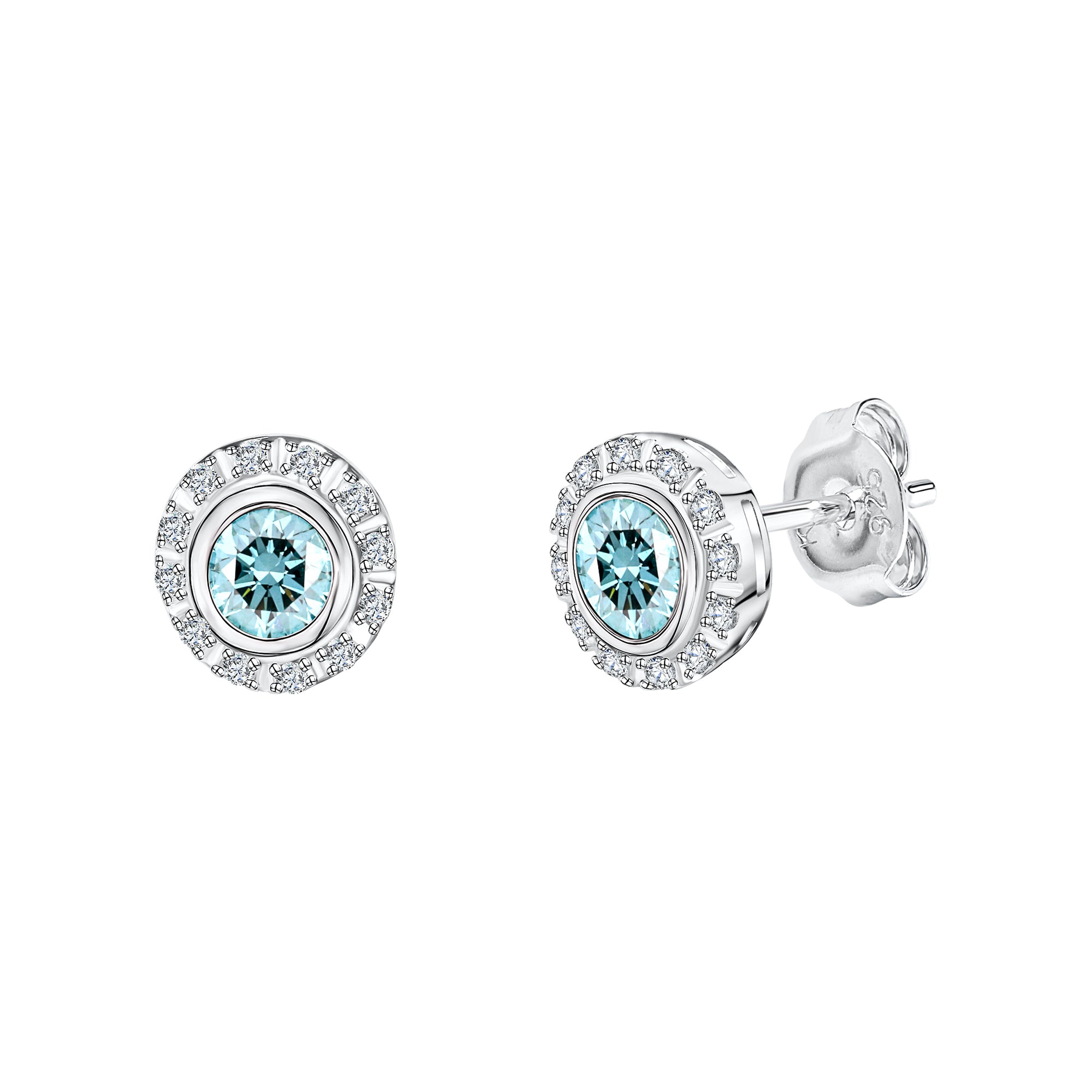 Ohrstecker 925-Sterling Silber rhodiniert Weißtopas und Blautopas