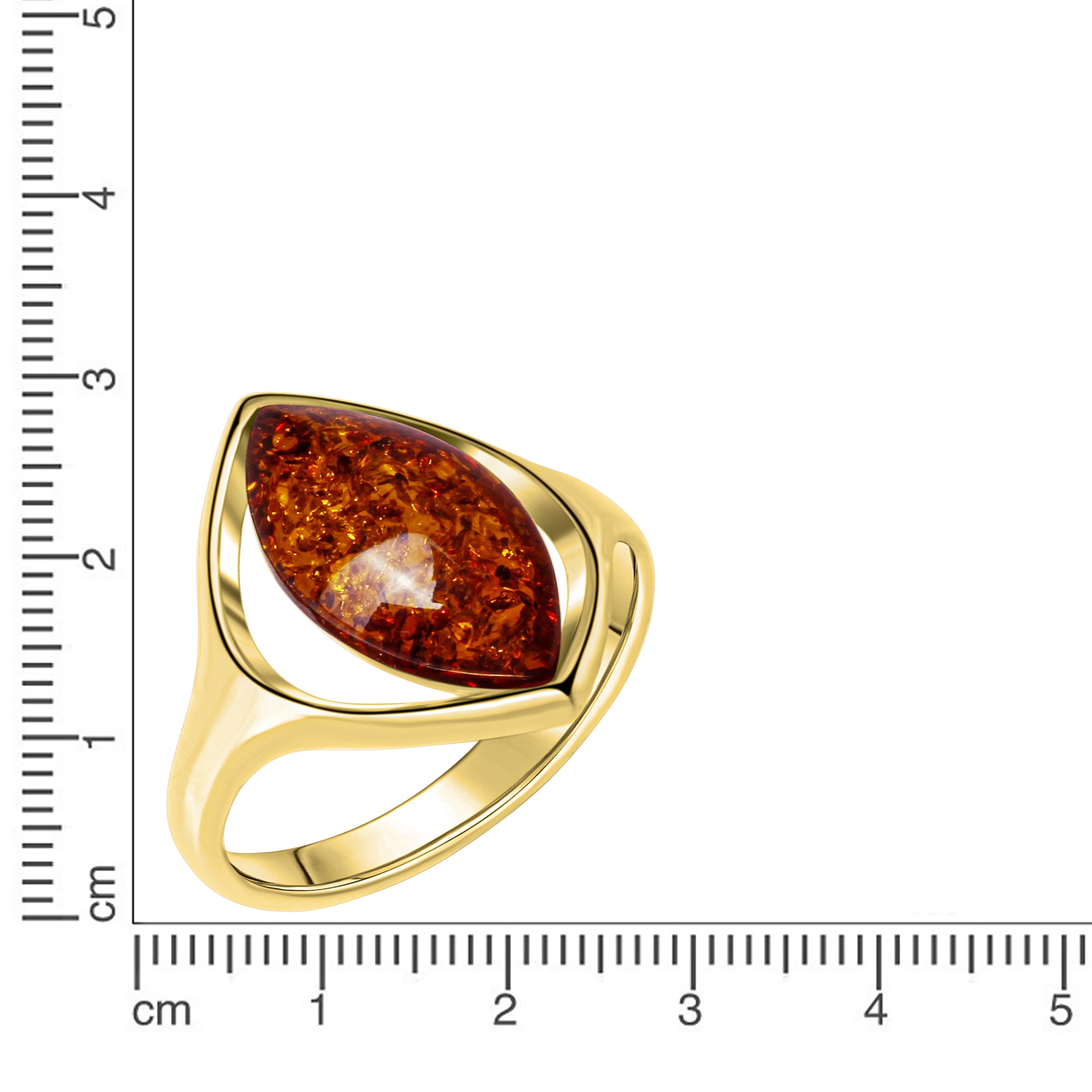 Ring 925/- Sterling Silber vergoldet mit Bernstein