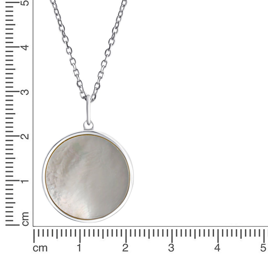 Anhänger mit Kette 925/- Sterling Silber rhodiniert Perlmutt