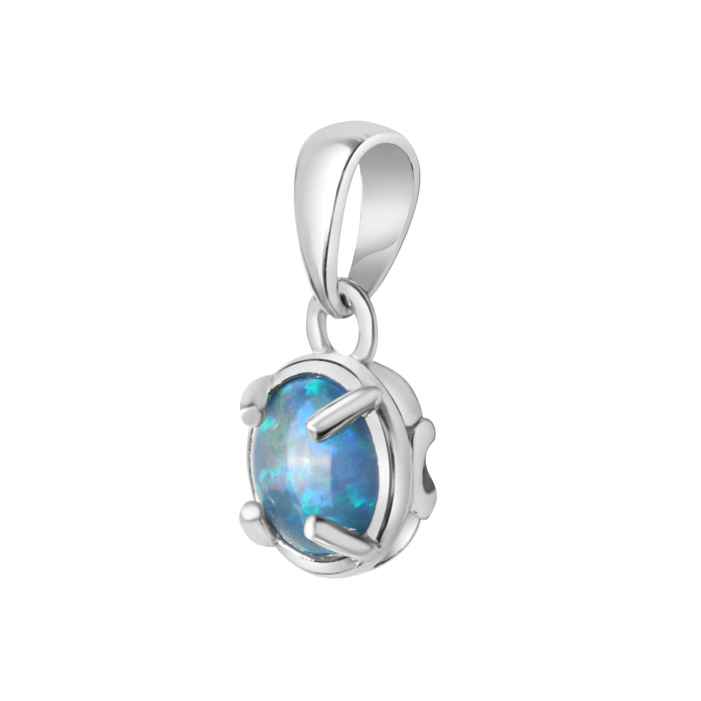 Anhänger 925/- Sterling Silber rhodiniert synth.Opal blau