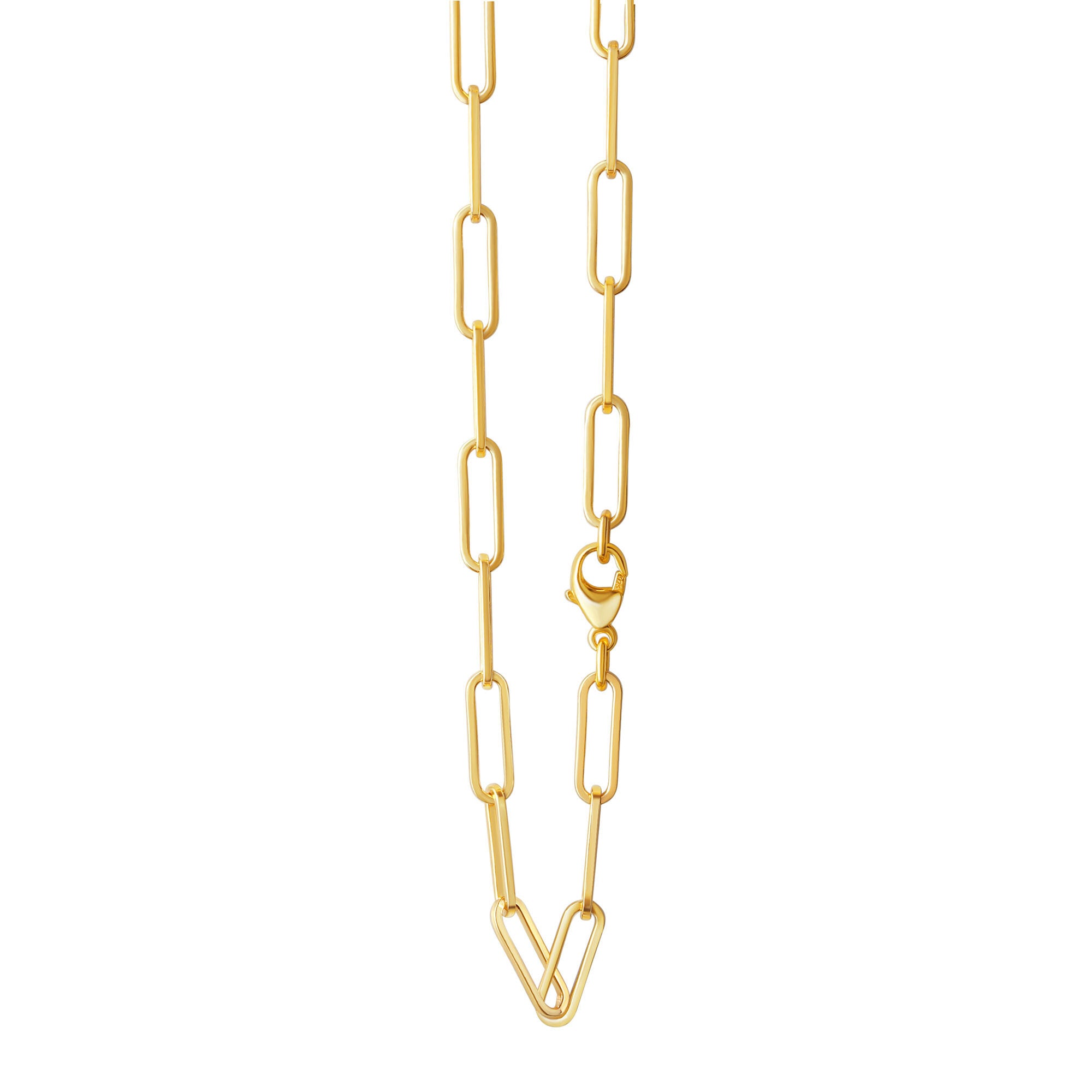 Collier 925/- Sterling Silber vergoldet Gliederkette 50 cm