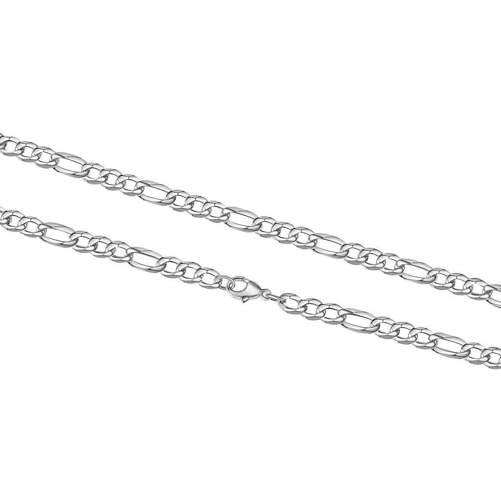 Collier 925/- Sterling Silber weiß Figarokette 60 cm