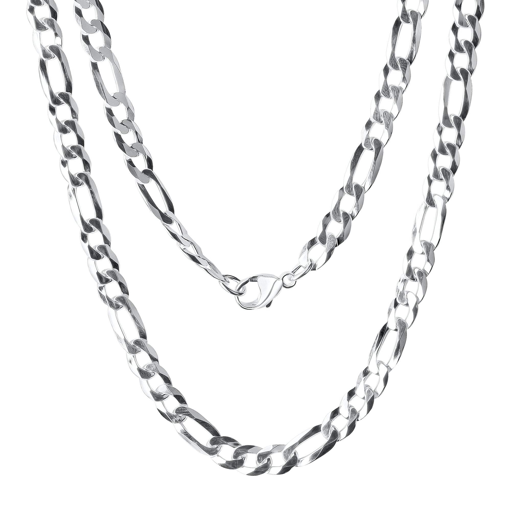 Collier 925/- Sterling Silber weiß Figarokette 60 cm