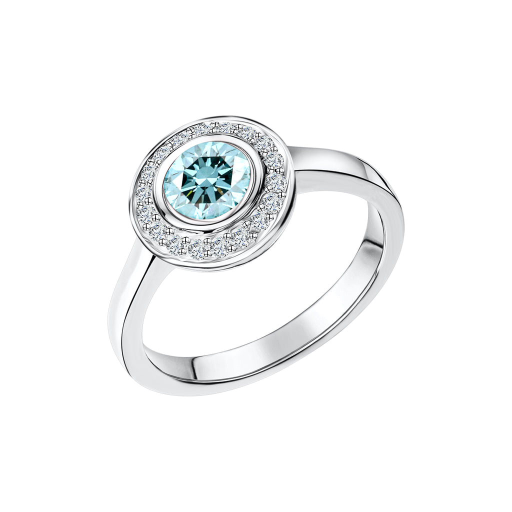 Ring 925/- Sterling Silber rhodiniert Blautopas und Weißtopas