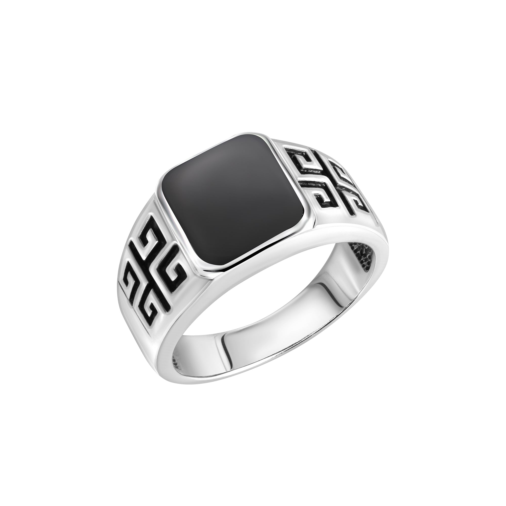 Ring 925/- Sterling Silber rhodiniert schwarzer Achat