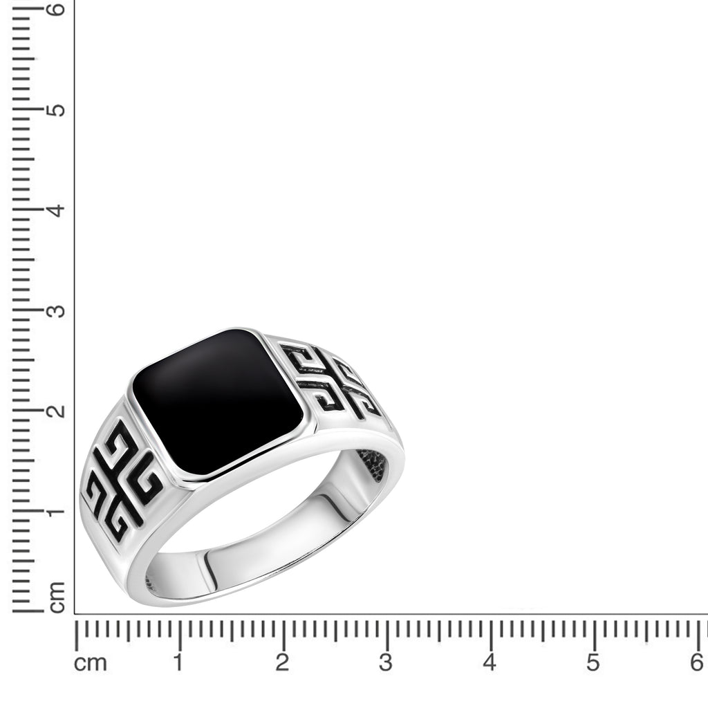 Ring 925/- Sterling Silber rhodiniert schwarzer Achat