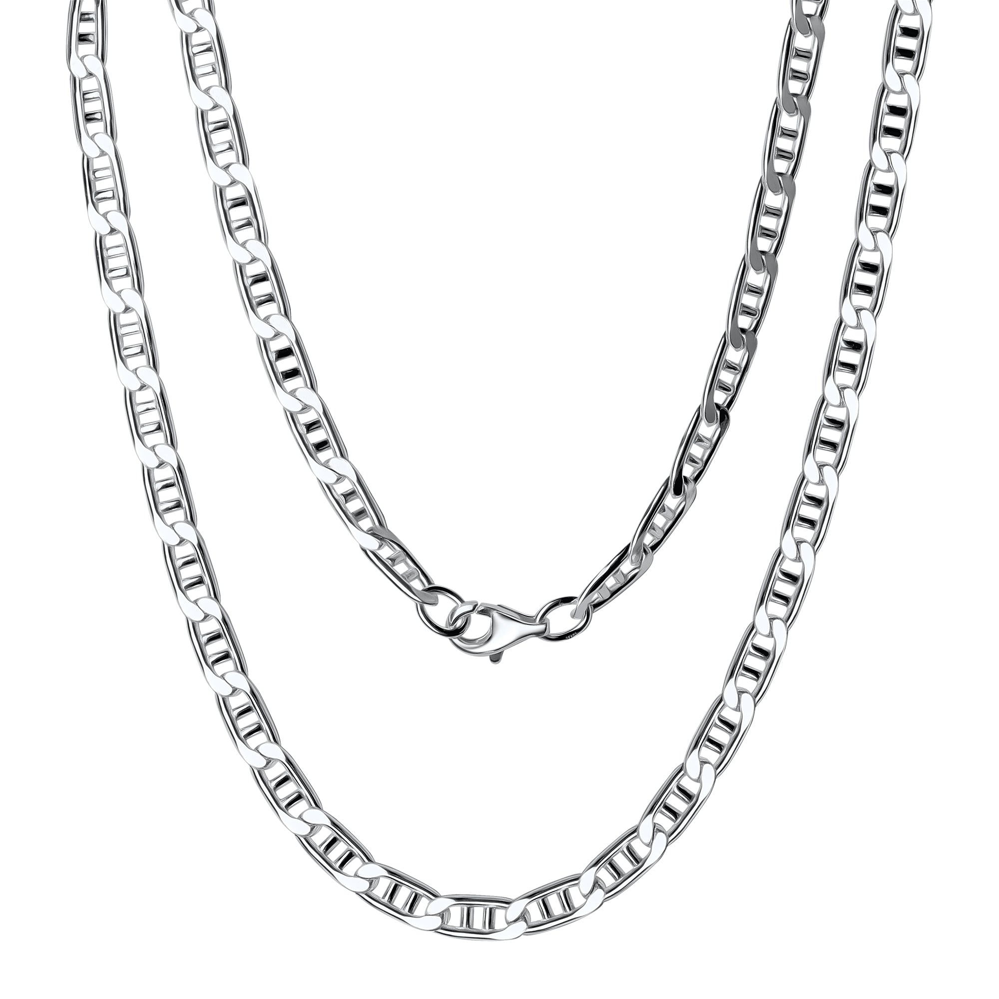 Collier 925/- Sterling Silber weiß Doppel-Stegpanzerkette 55 cm