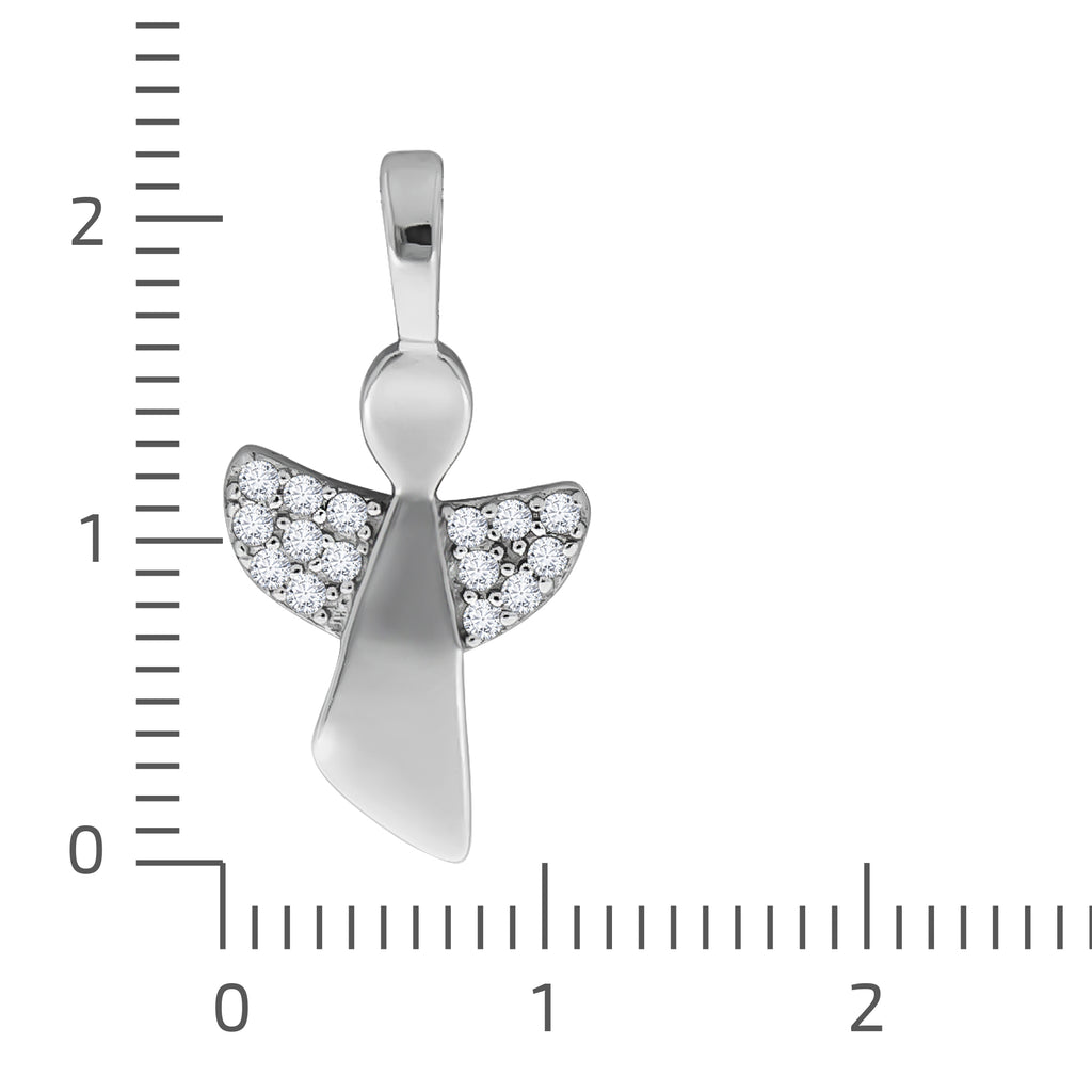 Anhänger 925/- Sterling Silber rhodiniert Engel Zirkonia weiß