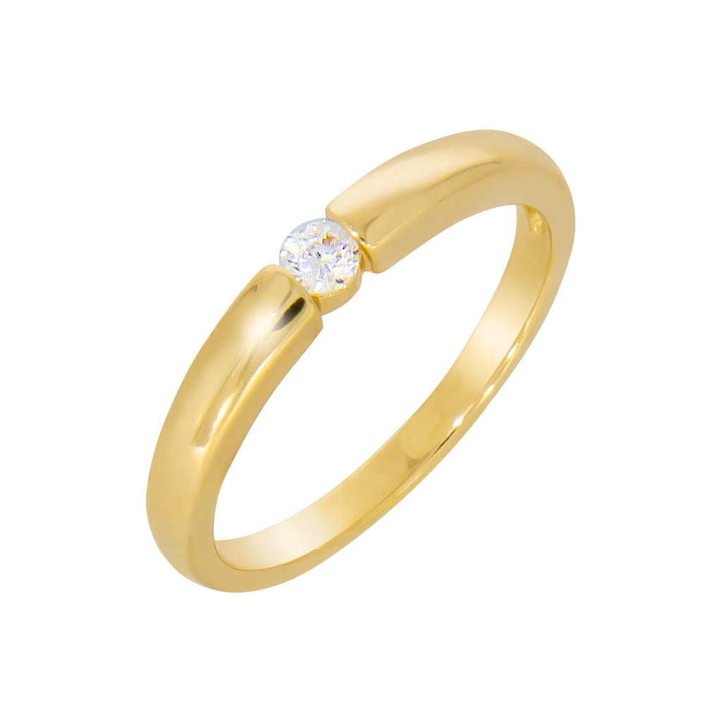 Ring 925/- Sterling Silber vergoldet 1 Zirkonia