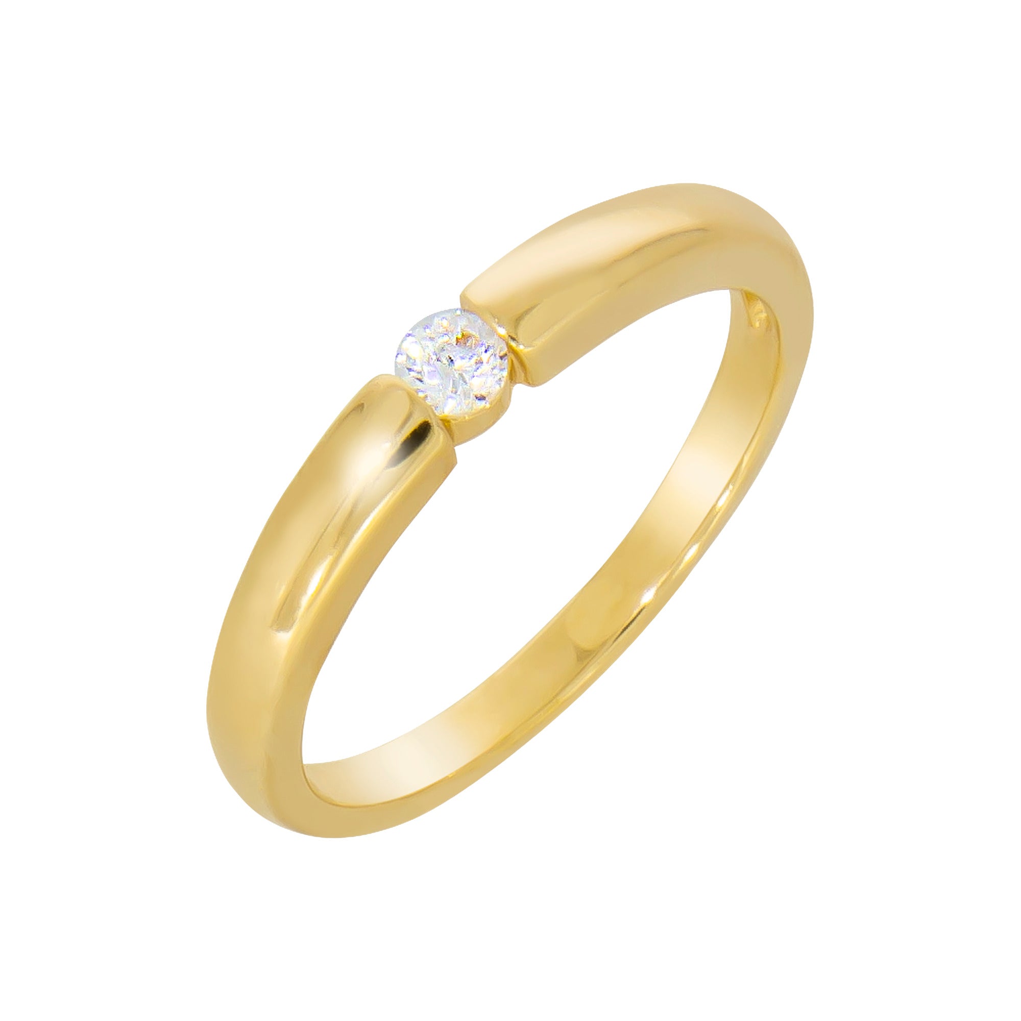 Ring 925/- Sterling Silber vergoldet 1 Zirkonia