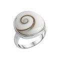 Ring 925/- Sterling Silber rhodiniert mit Muschel weiß