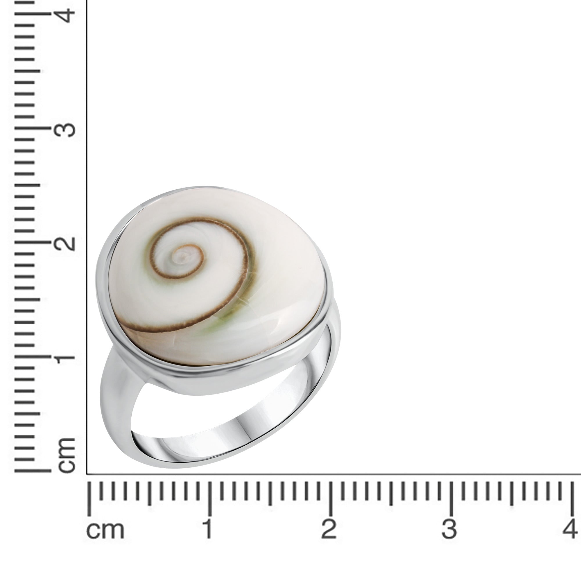 Ring 925/- Sterling Silber rhodiniert mit Muschel weiß