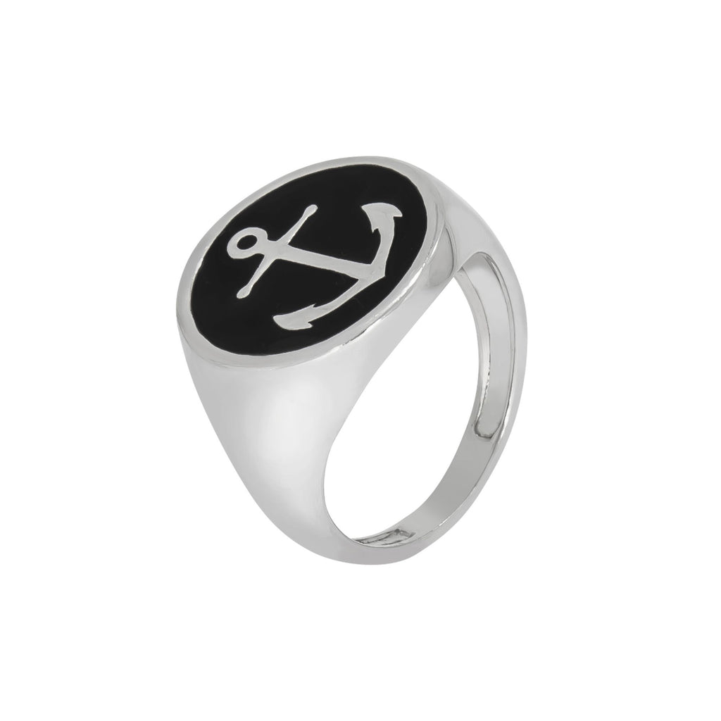 Ring 925/- Sterling Silber rhodiniert Lack schwarz