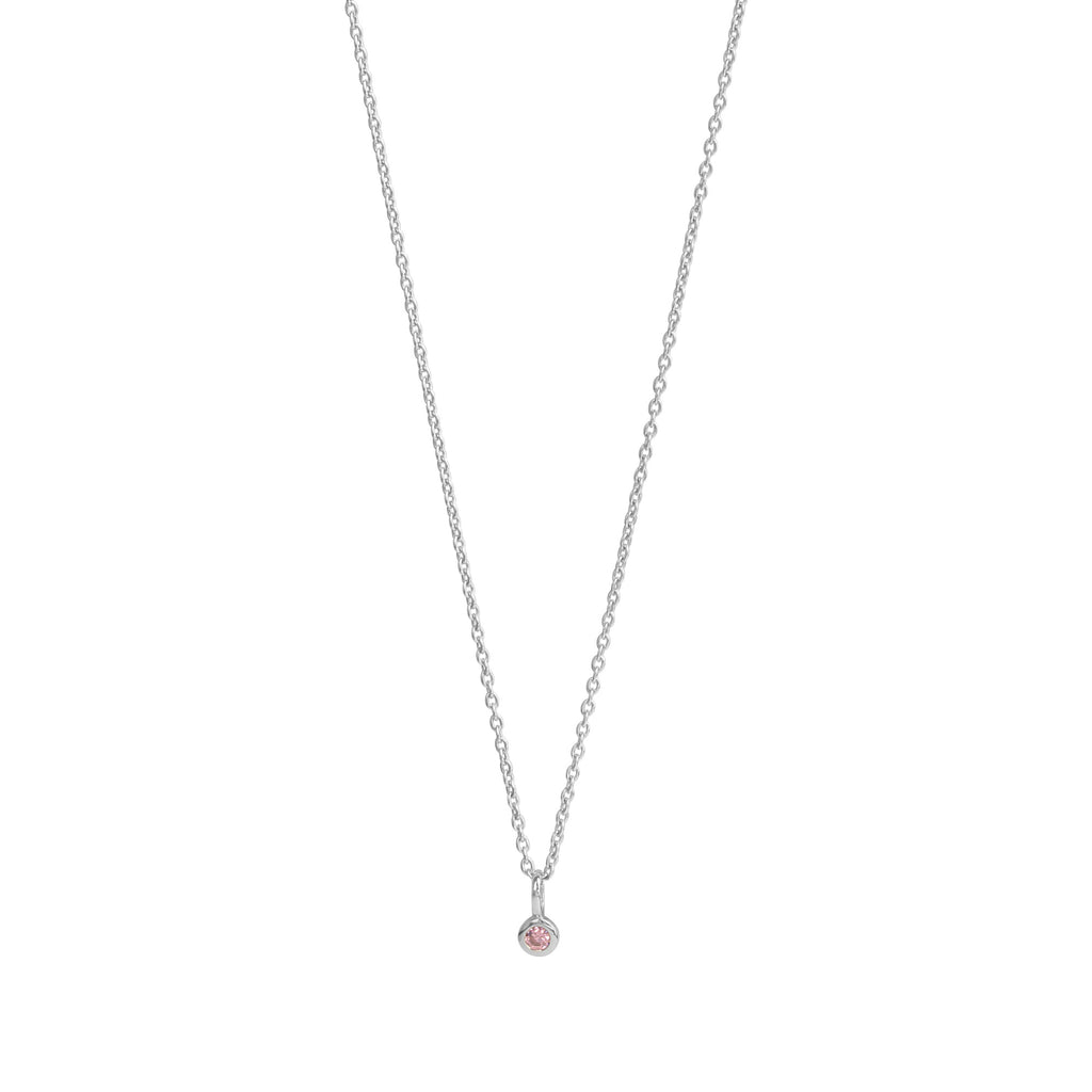 Anhänger mit Kette 925/- Sterling Silber rhodiniert Zirkonia pink