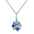 Anhänger mit Kette 925/- Sterling Silber rhodiniert synth. Steine blau