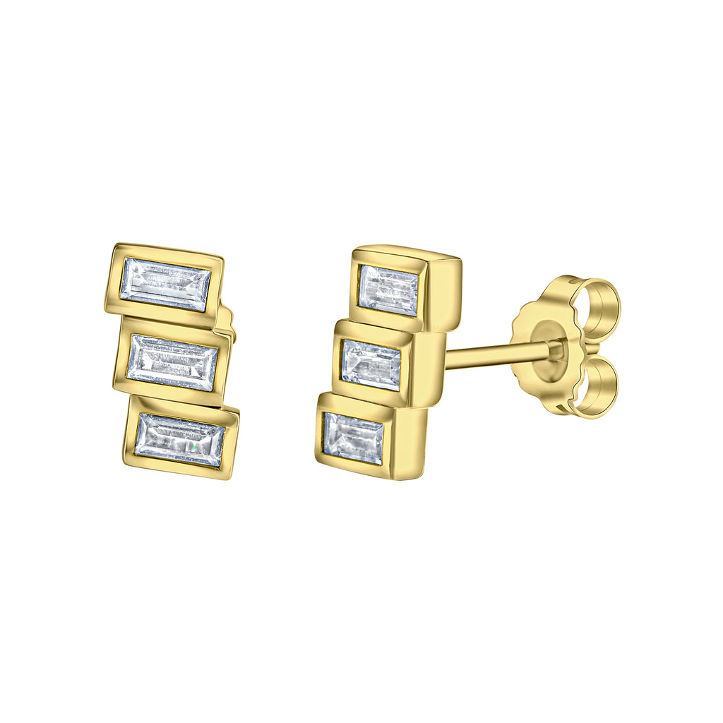 Ohrstecker 925-Sterling Silber vergoldet Zirkonia