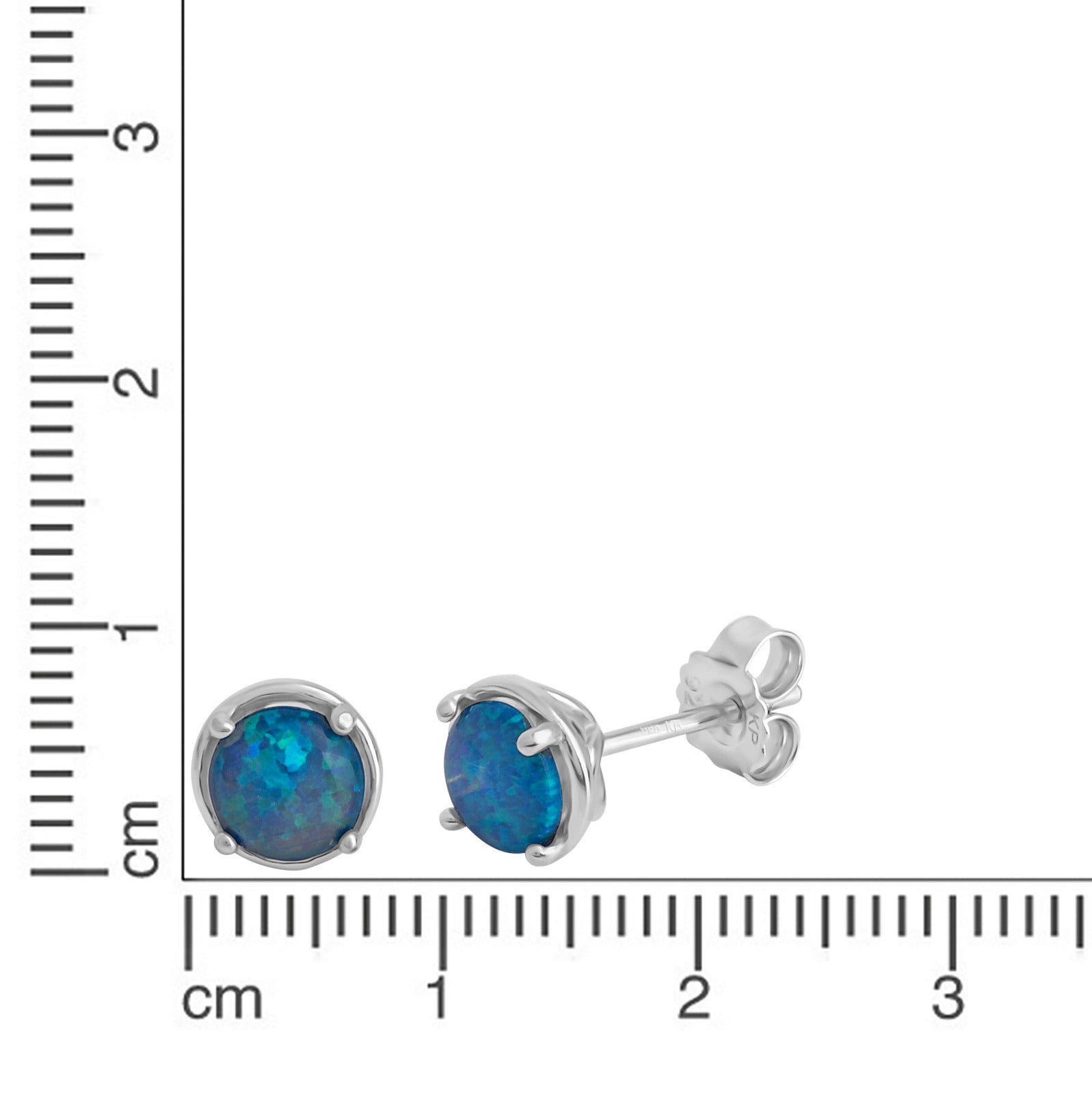 Ohrstecker 925/- Sterling Silber rhodiniert synth. Opal blau