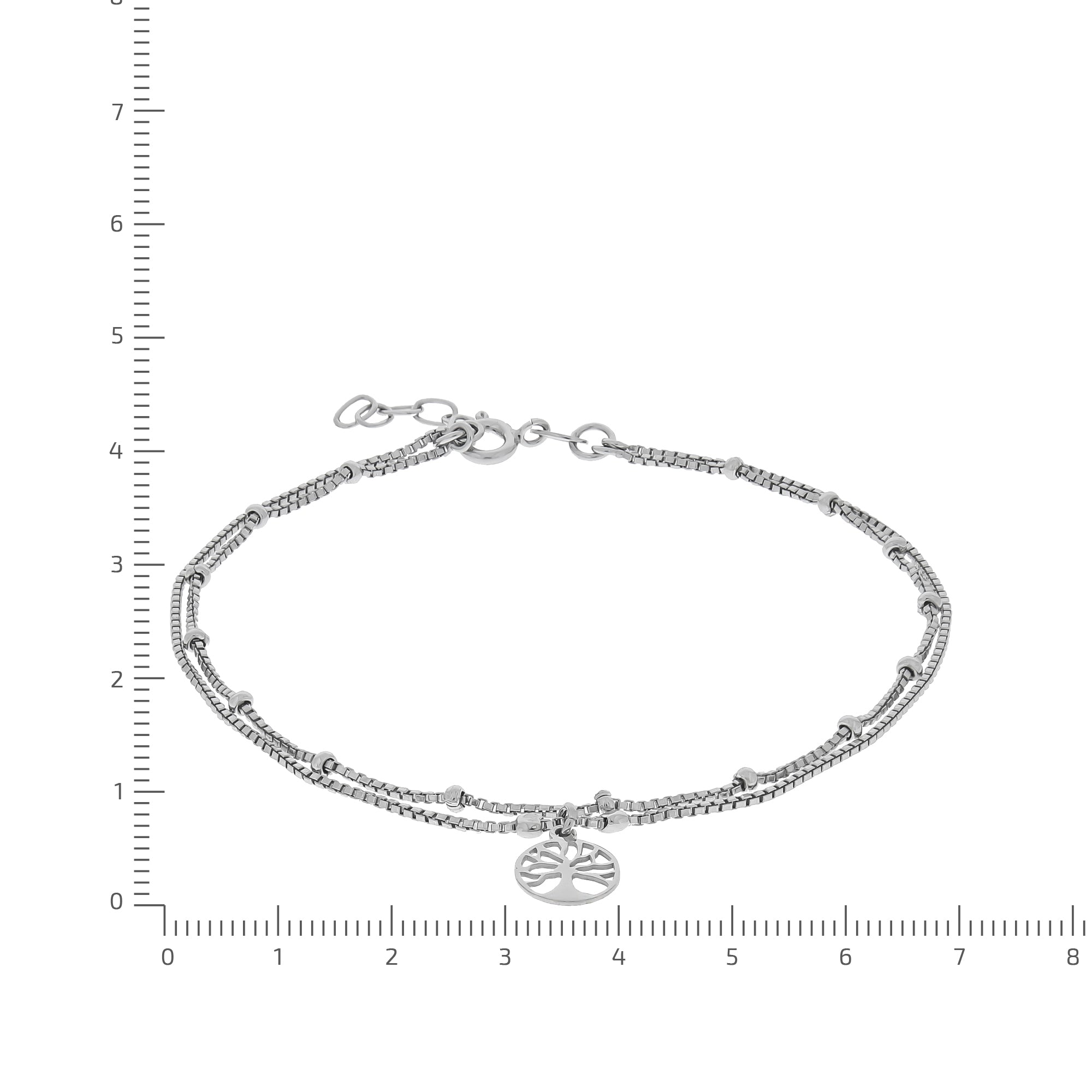 Fußkette 925/- Sterling Silber rhodiniert Lebensbaum