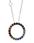 Anhänger mit Kette 925/- Sterling Silber rhodiniert Kristall bunt