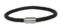 Armband Edelstahl mit geflochtenem Leder schwarz