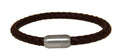 Armband Edelstahl mit geflochtenem Leder dunkelbraun