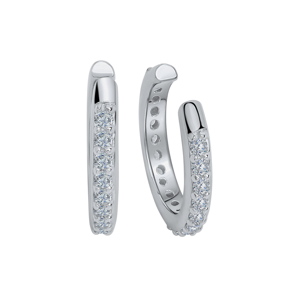 Ohrklemme 925/- Sterling Silber rhodiniert Zirkonia