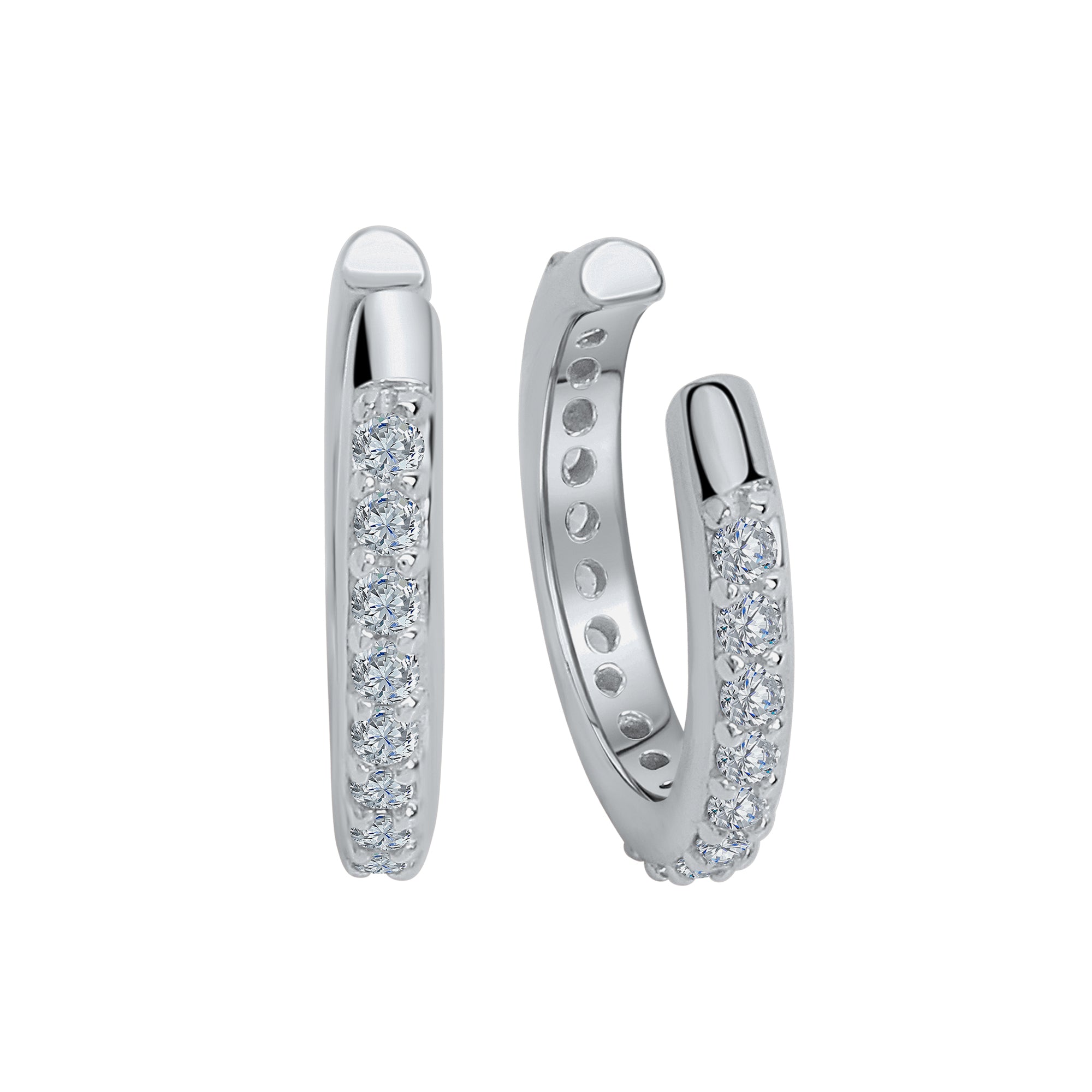 Ohrklemme 925/- Sterling Silber rhodiniert Zirkonia