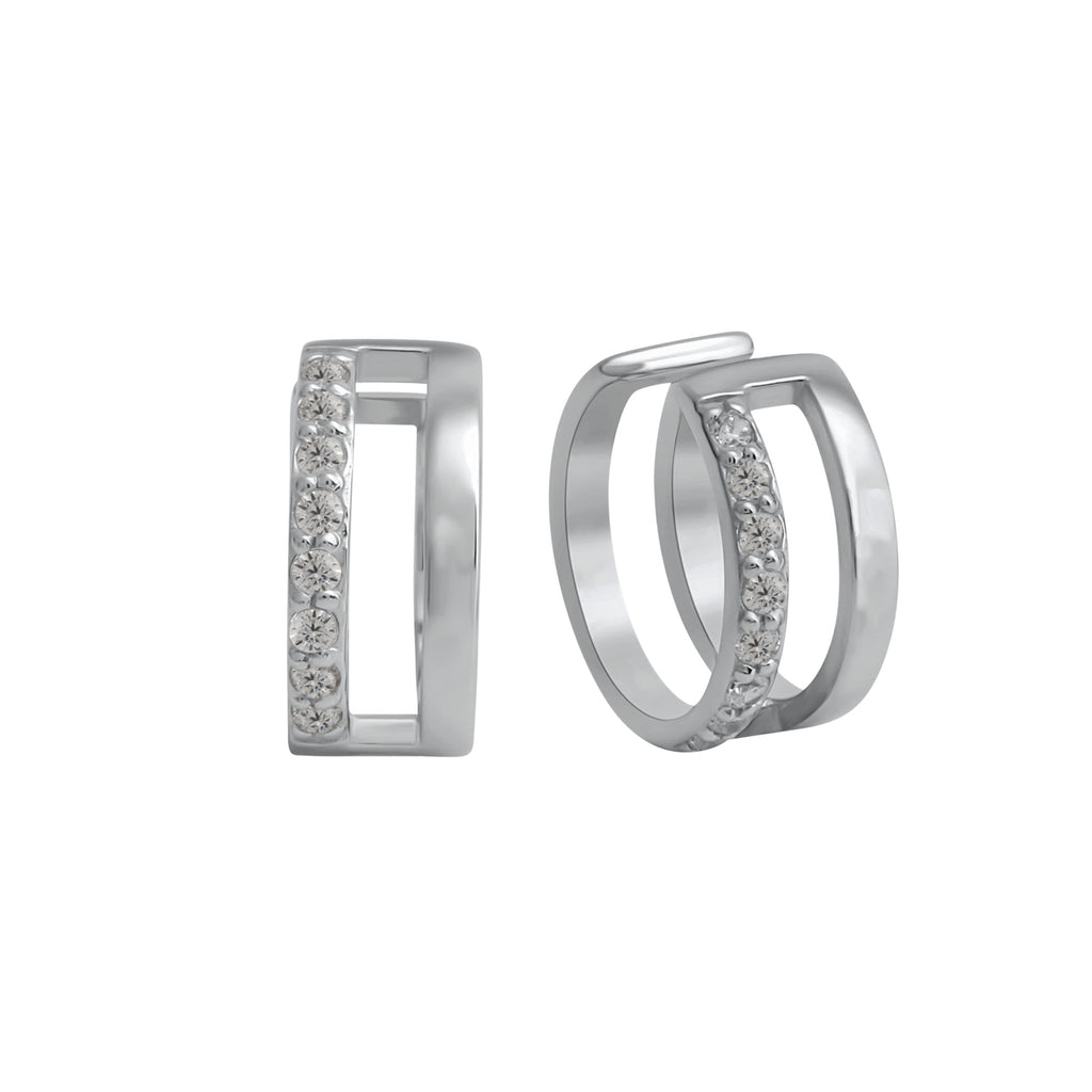 Ohrklemme 925-Sterling Silber rhodiniert Zirkonia