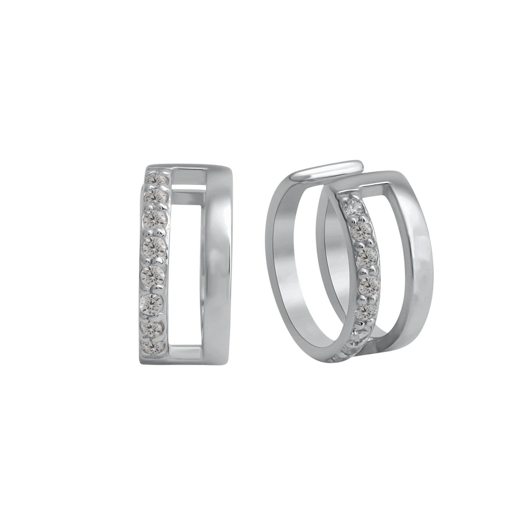 Ohrklemme 925-Sterling Silber rhodiniert Zirkonia