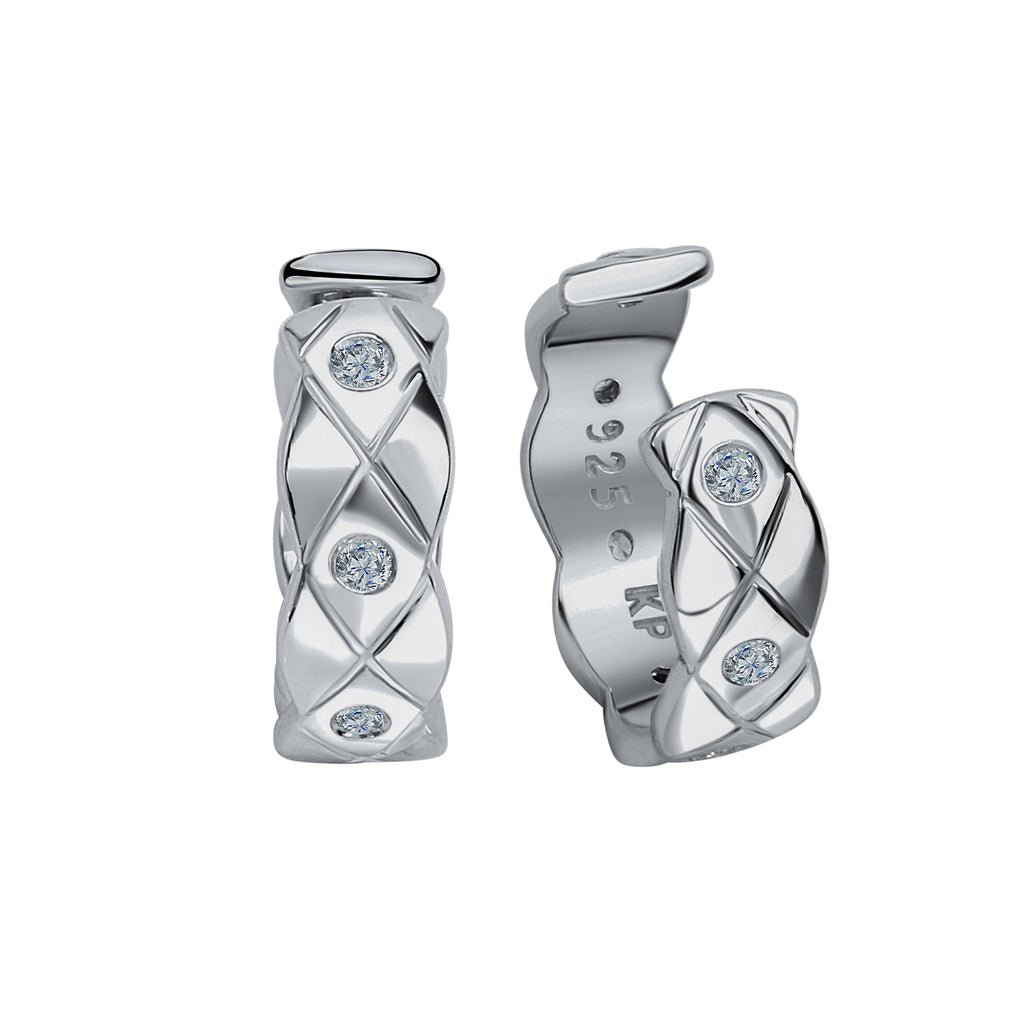 Ohrklemme 925-Sterling Silber rhodiniert Zirkonia