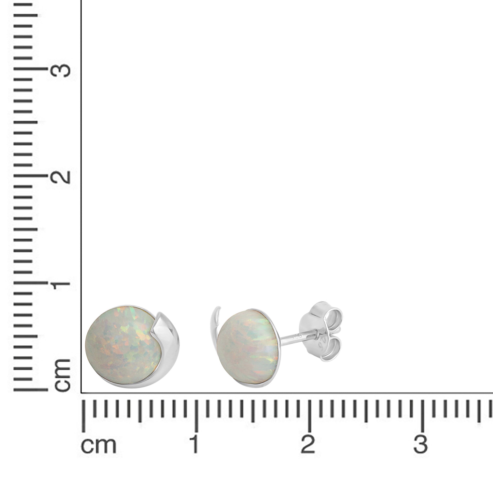 Ohrstecker 925/- Sterling Silber rhodiniert imit. Opal weiß