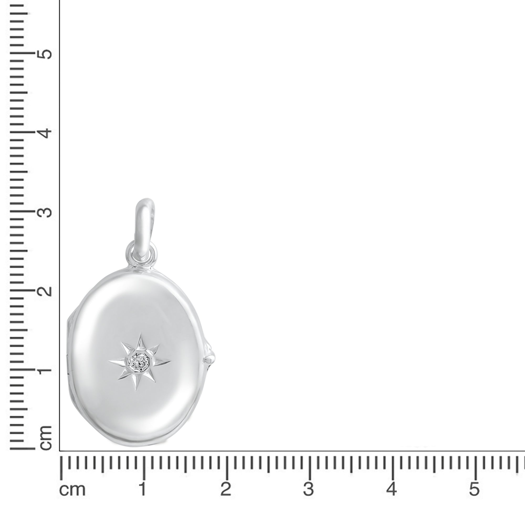 Medaillon 925/- Sterling Silber rhodiniert oval Zirkonia