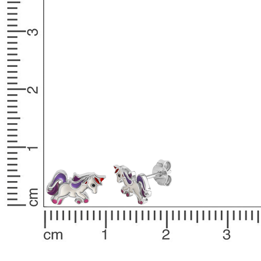 Ohrstecker 925/- Sterling Silber rhodiniert Einhorn