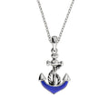 Anhänger mit Kette 925/- Sterling Silber rhodiniert Anker mit Lapis