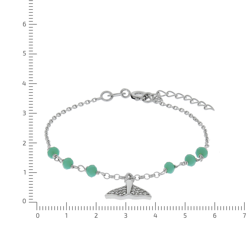 Fußkette 925/- Sterling Silber rhodiniert Glassteine und Zirkonia