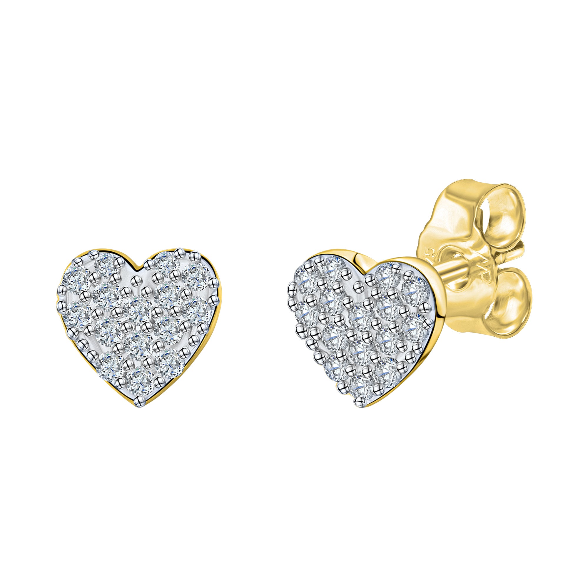 Ohrstecker 375/- Gelbgold bicolor Herz Zirkonia