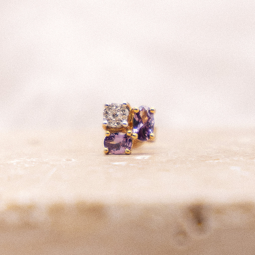 Ohrringe Gold 375 Amethyst + Zirkonia