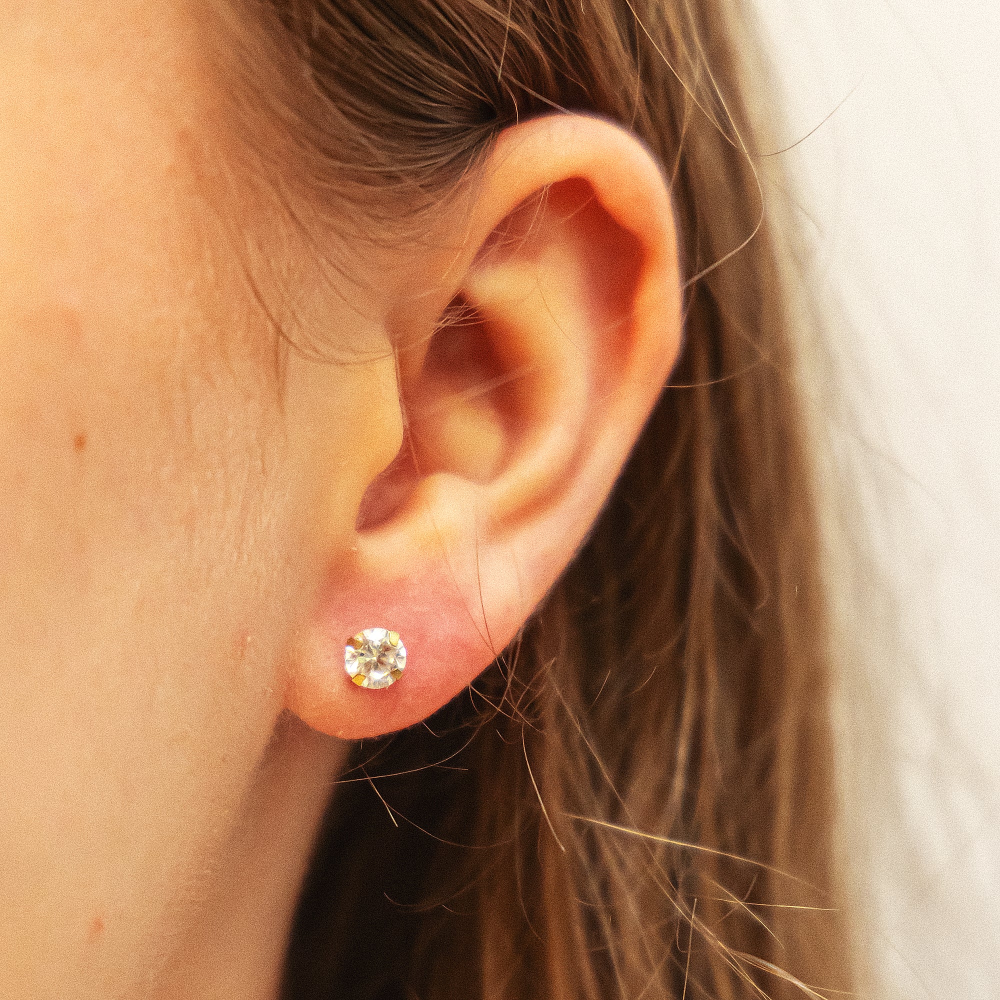 Ohrringe Gold 333 mit weißen Zirkonia-Steinen 5mm