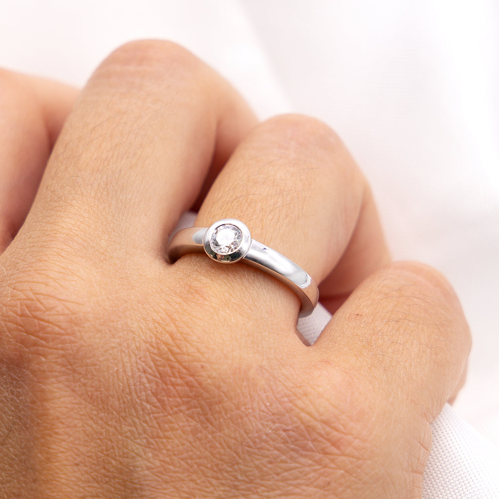 Ring Silber 925 rhodiniert mit Zirkonia weiß