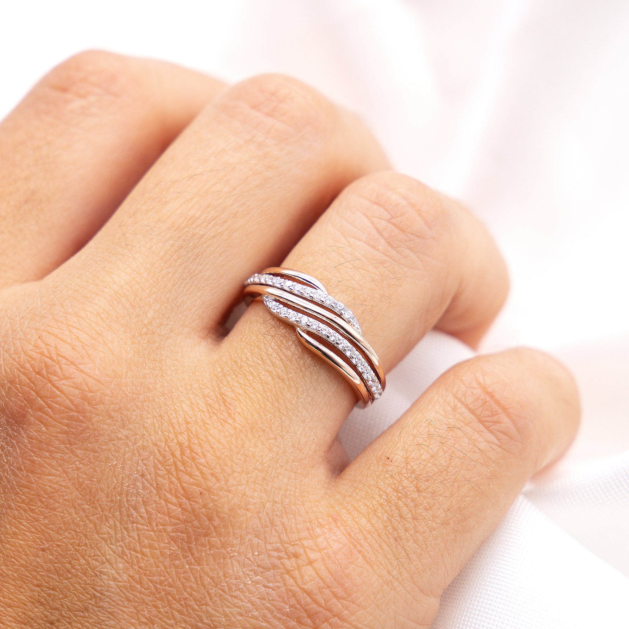 Ring Silber 925 zweifarbig mit Zirkonia weiß