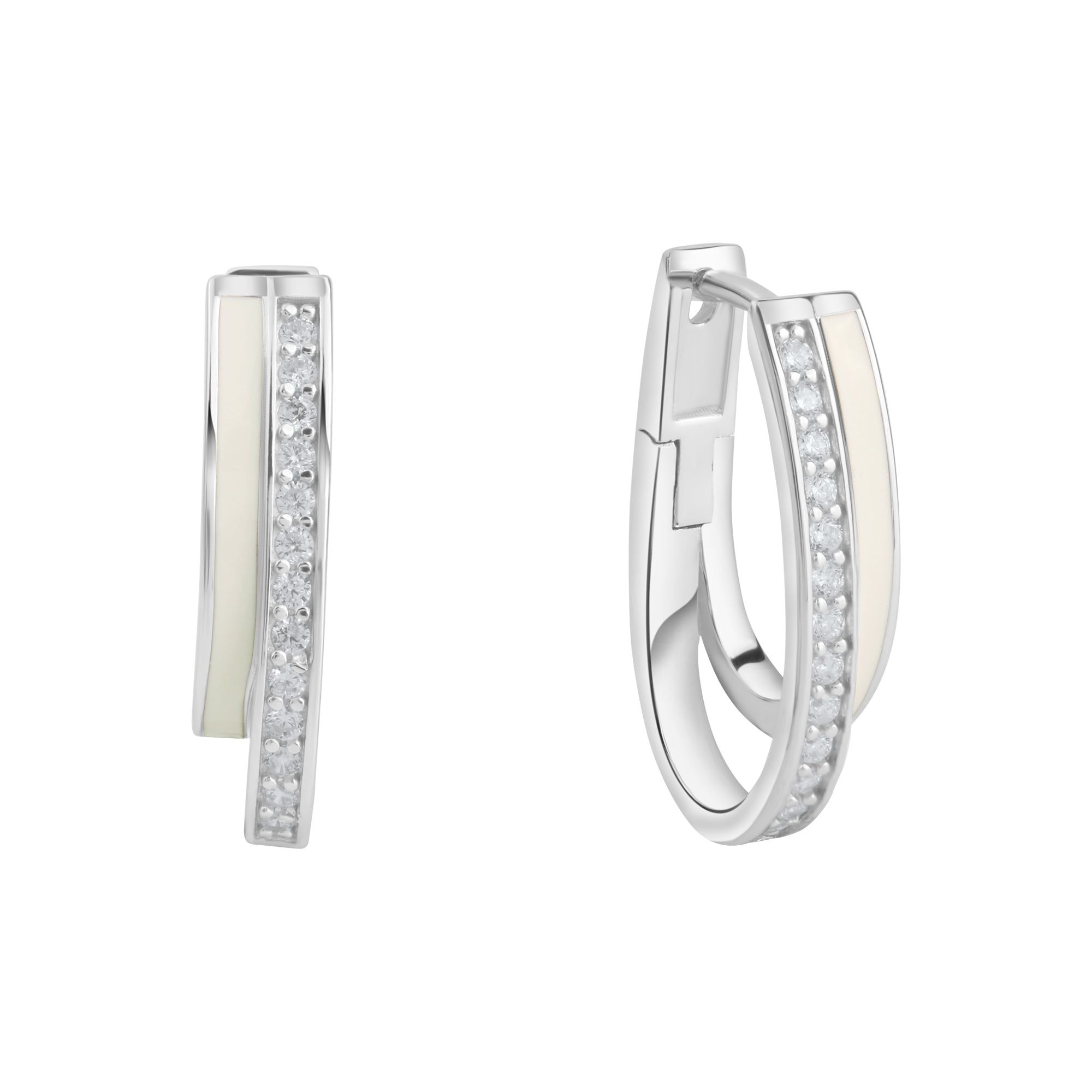 Klappcreolen 925/- Sterling Silber Zirkonia