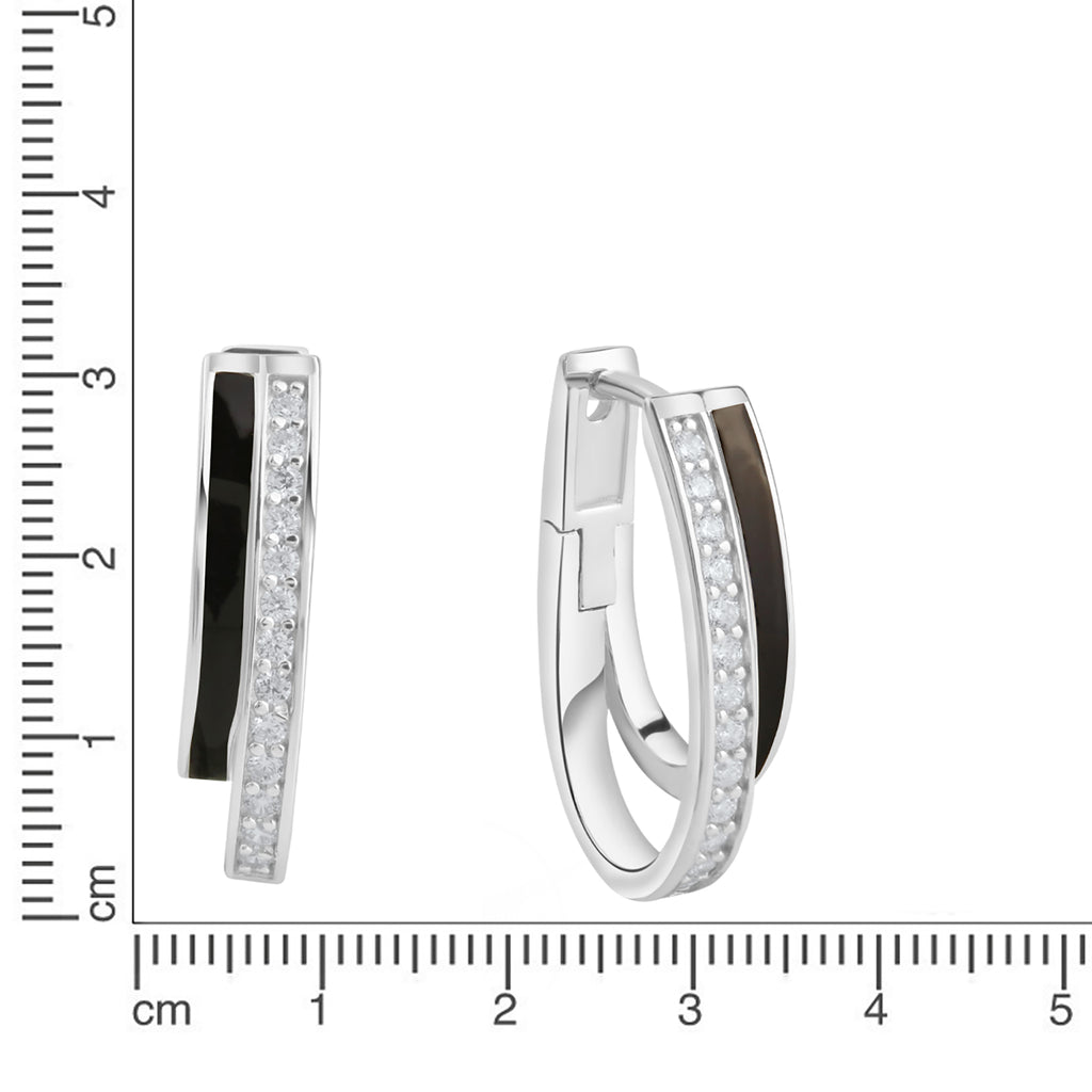 Klappcreolen 925/- Sterling Silber Zirkonia Lack