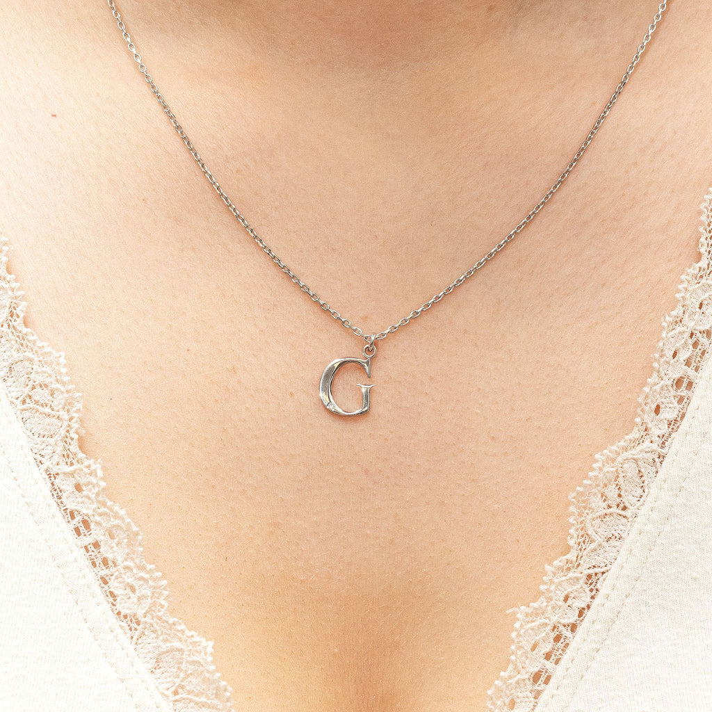 Halskette Silber 925 mit 1x Diamant 0,008ct. Buchstabe G